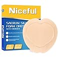 Niceful Sacral Foam Dressing 9" x 9" - Border Sacrum Bandage for Bed Sores Pressure, Silicone Adhesive Wound Dressing Pads for Large Wound, 5 Count