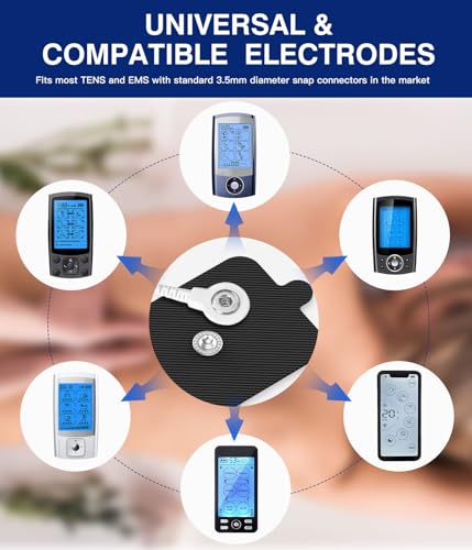 Image of 20 Pack Large TENS Unit Electrodes Pads,Upgraded Self-Adhesive Latex-Free Non-Irritating TENS Electrode Patches with Standard 3.5mm Snap-on Connector, Compatible with Belifu,Brilnurse, Black