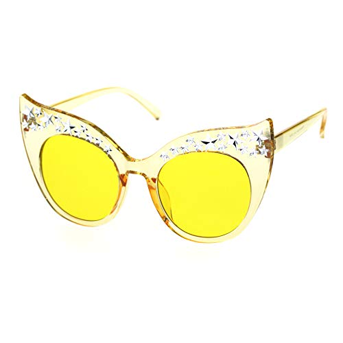 Star Engraving Sparkle Bat Shape Cat Eye Retro Sunglasses2