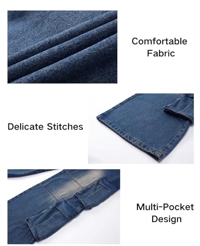 Mens Cargo Pants Ripped Baggy Jeans Y2K Elastic Waist Straight Leg Pants 90S Vintage Streetwear Grunge Clothes.4