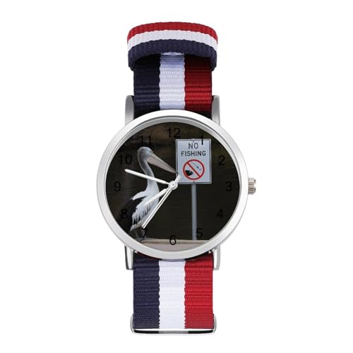 Pelican No Fishing Lightweight Wrist Watch Adjustable Nylon Band Outdoor Sport Work Wrist Watch Easy to Read Time