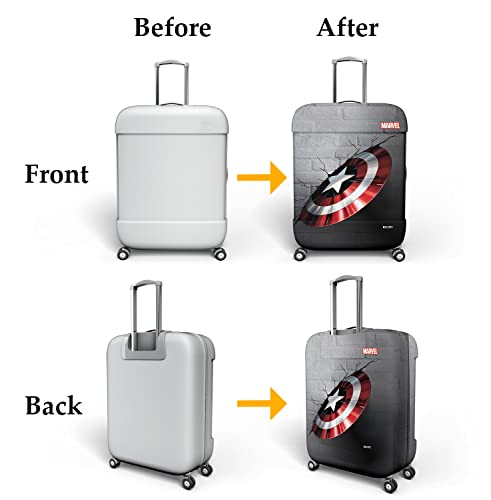 Image of Heart Home Marvel Captain America Shield Luggage Cover|Polyester Travel Suitcase Cover|Washable|Stretchable Suitcase Protector|18-22 Inch|Small (Gray)