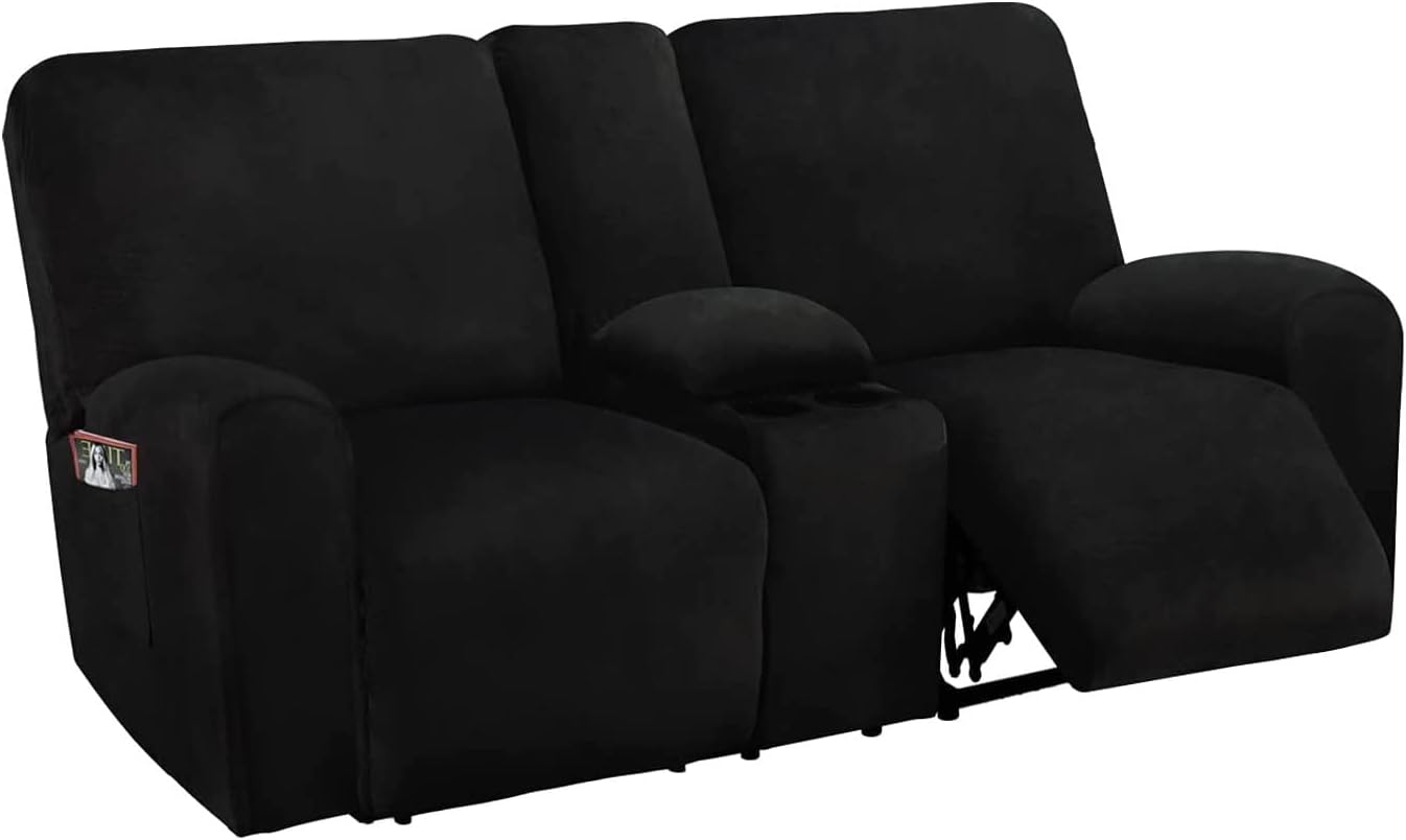 GXLONG 8Piece Velvet Stretch Slipcover Loveseat Reclining