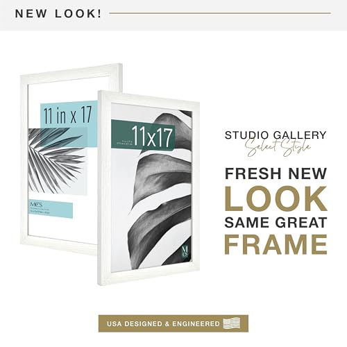 MCS Studio Gallery 11x17 Picture Frame White Woodgrain, Rectangle Photo Frame for Photos, Posters & Art Prints (1-Pack)