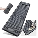 BLUEVER Camping Isomatte Outdoor, 14cm Thick Selbstaufblasend mit Fußpresse Pumpe Langlebige wasserdichte Luftmatratze für Wandern, Backpacking(Marine Blau)