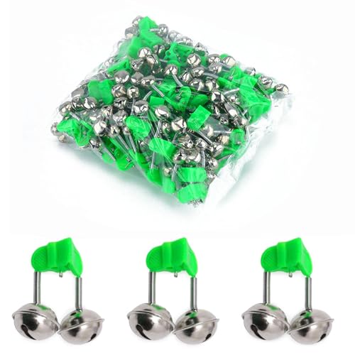3 Pcs Fishing Rod Double Alarm Double Ring Bite Bell Fishing Rod Tip Clip Double Alarm Bell Green Bite Ring Bait Clip The Perfect Accessory for Fishing