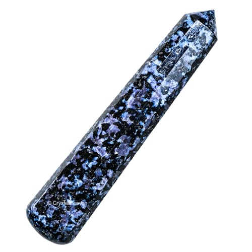 Image of Certified Indigo Gabbro Crystal Wand - Pointed Crystal Wand for Energy Healing, Chakra Balancing, Meditation and Home Decor - Crystals and Healing Stones for Gift