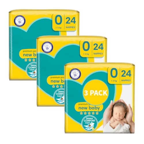 Premium Protection Size 0 72 New Born Nappies (3 Packs of 24) Newborn Nappies