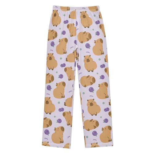 Cute Capybara and Grape Cute Pajama Pants, Soft Sleepwear Lounge Pants Pajama Pj Bottoms for 6-14 Years