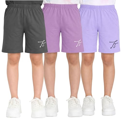 Image of TotzTouch Shorts for Kids Girls Pack of 3 | Summer Cotton Shorts| Kids Casual Cycling Shorts