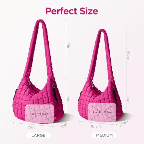 Image of Puffer Tote Bag for Women Large Quilted Crossbody Bag Quilted Carryall Bag Soft Puffy Hobo Handbags Puff Purse Shoulder Bag