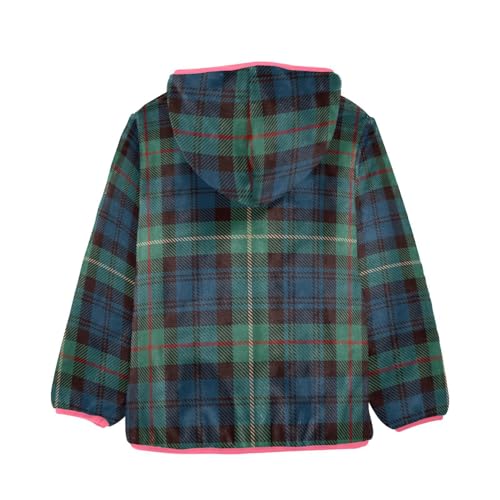 GuoChe Scotland Plaid Blue Green Baby Fleece Jacket2
