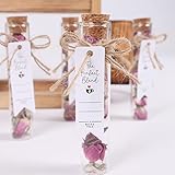 HTF Pack of 10 Tea Party Favors Bulk Personalized Rustic Wedding Favors for Guest Glass Test Tube Thank You Gifts for Your Guest (Rose Tea)
