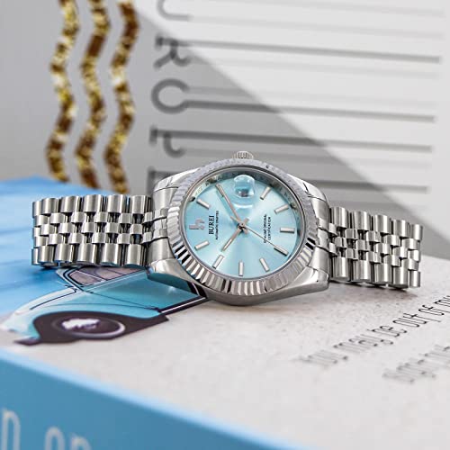 Image of BUREI Men's Classic Luxury Watch Stainless Steel Waterproof Machine Watch Fashion Double Watches Date Sapphire Crystal