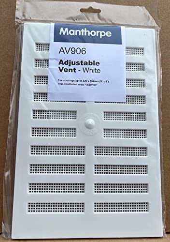 9" x 6" White Plastic Adjustable Hit and Miss Air Vent Grille with Flyscreen Cover
