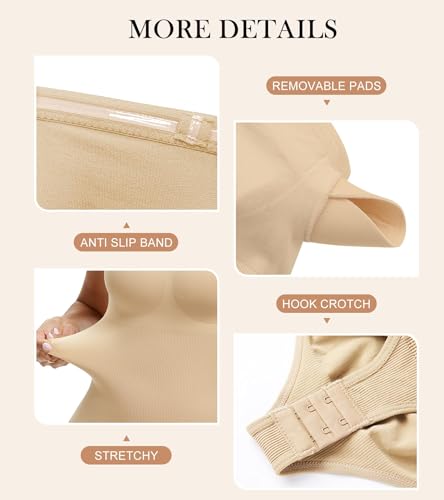 Image of Strapless Shapewear Bodysuit for Women With Built In Bra Seamless Tummy Control Tube Top Body Suit Body Shaper