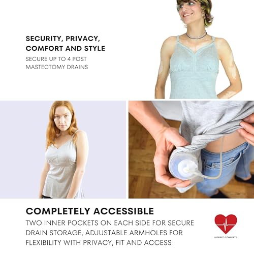 Image of Inspired Comforts Women's Mastectomy Camisole Top with Drain Pockets & Removable Bra Cups
