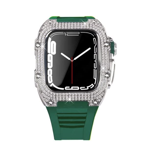 Boîtier diamant Apple Watch 8 45mm antichoc avec bracelet caoutchouc durable