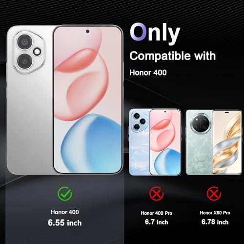Image of Case for Honor 400 5G, Military Grade Drop Protection Phone Case, Yellowing Resistant, Anti-Scratch Hard PC Back, Shockproof Hard Ultra-Thin Protective Cover, Clear