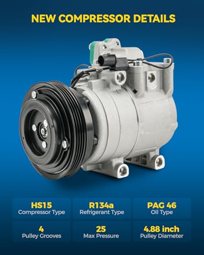 Image of PHILTOP A /C Compressor 78347 Replacement for Hyundai Elantra 2001-2006, Tiburon 2003-2008 2.0L
