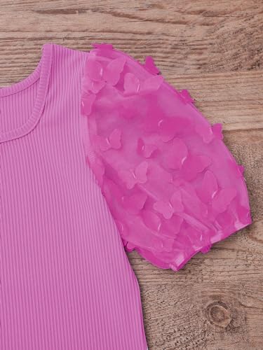 SOLY HUX Girl's Appliques Mesh Puff Short Sleeve Bodycon Pencil Midi Dresses4