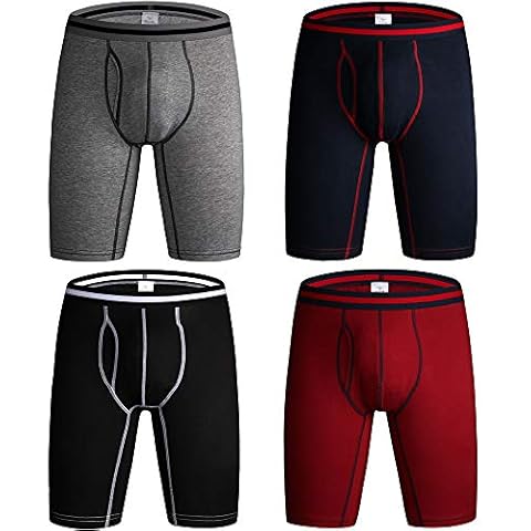 DODOMIAN Men's Long Leg Boxer Shorts No Ride Up Cotton Trunks Sports Underpants Underwear Cover