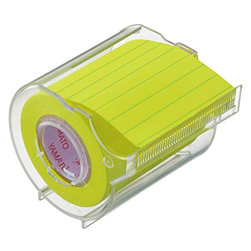 Image of Yamato Memoc Roll Tape, Self-Stick Memo Paper Tape, with Tape Dispenser, 50mm x 10m, 7mm Ruled, Yellow, 1 ea. (NRK-50CH-LK)