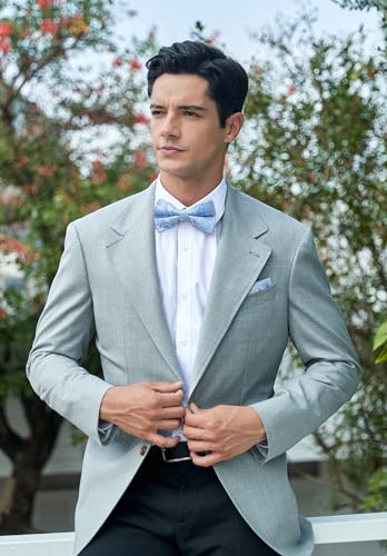 Image of HISDERN Bow Ties for Men Pre-Tied Bow Tie Floral Paisley Handkerchief Classic Formal Bowtie and Pocket Square Cufflinks Set