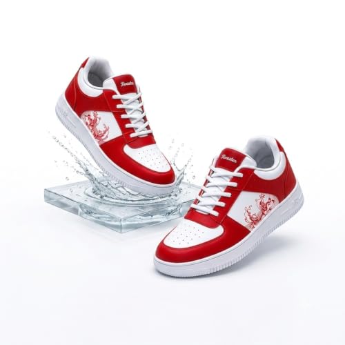 Image of Men's White-Red Casual Airmix Shoes | Premium Soft Cushion Sole | Lightweight Breathable Sneakers for Walking Office Travel College & Outdoor