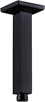 Vista 1 de Brazo de ducha negro con brida cuadrada para techo de extensión para cabezal de ducha de lluvia, 6 pulgadas