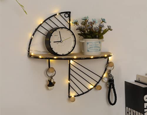 JOSON Bedroom Half Round Wall Mounted Floating Shelf for Bedroom Living Room, Office Metal Geometric Hanging Shelf (Black) - Image 4