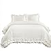 Lush Decor Ella Ruffle Lace Comforter, 3 Piece Set, Full/Queen, White - Cute Comforter - Queen Bedding Set - White Bedding Full Size - Coquette Decor - Ruffle Trim - Lace Trim