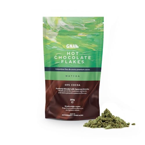 Matcha Hot Chocolate Flakes 250g Real Chocolate Flakes for Luxuriously Smooth Hot Chocolate for an Instant Matcha Mug Ethically Sources 40% Single-Origin Colombian Cocoa Palm Oil Free