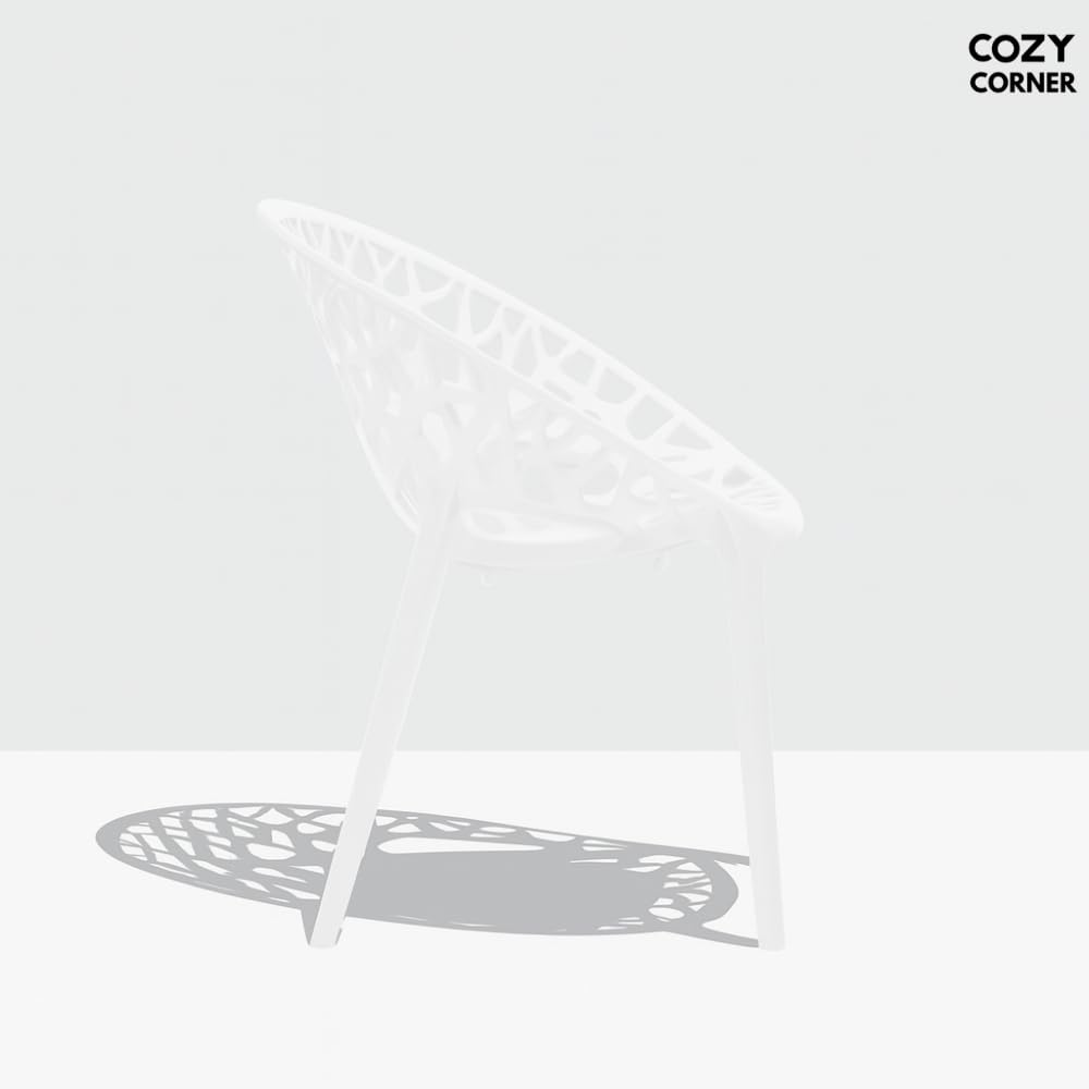 Cozy Corner Neelkamal Crystal PP Chair – Premium Durable Plastic Seating for Indoor & Outdoor Use – Ergonomic, Lightweight, Weather-Resistant, and Easy-to-Clean- Milky White, Set of 2 3