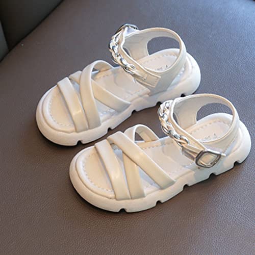 Girls Sandals Toddler/Little Kid Cute Open Toe Flat Dress Sandals Summer Shoes Children Beach Walking Sandals (Beige, 10.5-11 Years)3