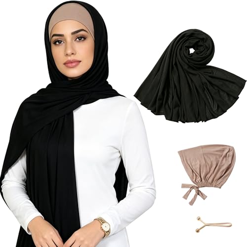 DiaryYomi Jersey Hijab Scarf with Undercap, Soft Breathable Women Modal Turkey Head...