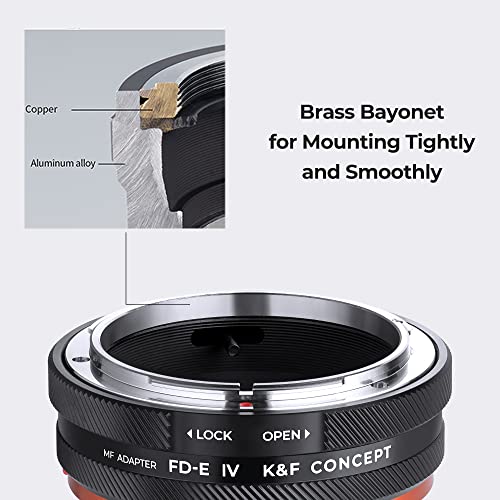 Adaptador de Montura de Lente K&F CONCEPT FD-NEX Pro, Enfoque Manual para Lentes FD y FL de 35mm Compatible con Cámaras Sony E Mount miniatura 5