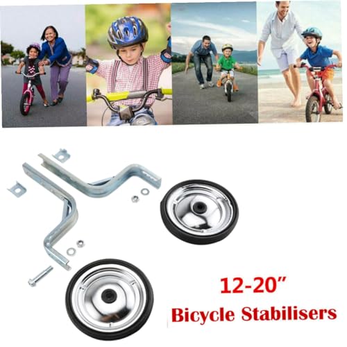 Ruedas de Entrenamiento Ajustables y Resistentes Abaodam para Bicicleta, Estabilizadores de Acero para Equilibrio en Bicicleta, Color Negro y Plata miniatura 7