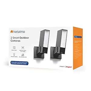 NETATMO Pack 2 Cámaras de Exterior, Iluminación Integrada, Detección de Personas, 1920p, Coches y Mascotas, Aluminio Negro, NBU-2-NOC-AMZ