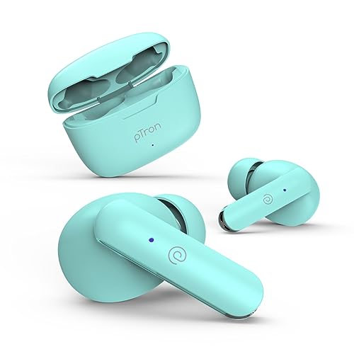 pTron Bassbuds Duo In-Ear Wireless Earbuds, Immersive Sound, 32Hrs Playtime, Clear Calls TWS Earbuds, Bluetooth V5.1 Headphone, Type-C Fast Charging, Voice Assistant & IPX4 Water Resistant(Mint Green)