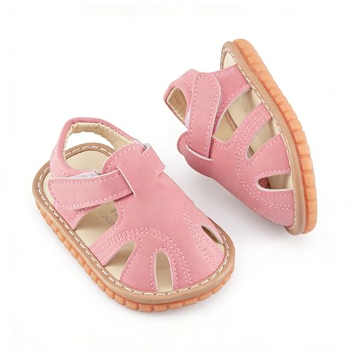 Image of SOFMUO Baby Boys Girls Squeaky Sandals Non-Slip Soft Rubber Sole Closed Toe Infant Summer Outdoor Shoes Toddler First Walkers