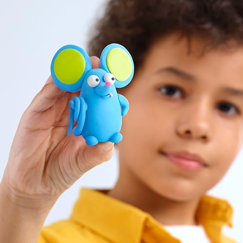 Hey Clay Fluffy Pets – Claymate Meerschweinchen – bunte Modelliermasse, lufttrocknender Ton für Kinder, lufttrocknender Ton-Set, 3 Dosen mit lustiger, interaktiver App