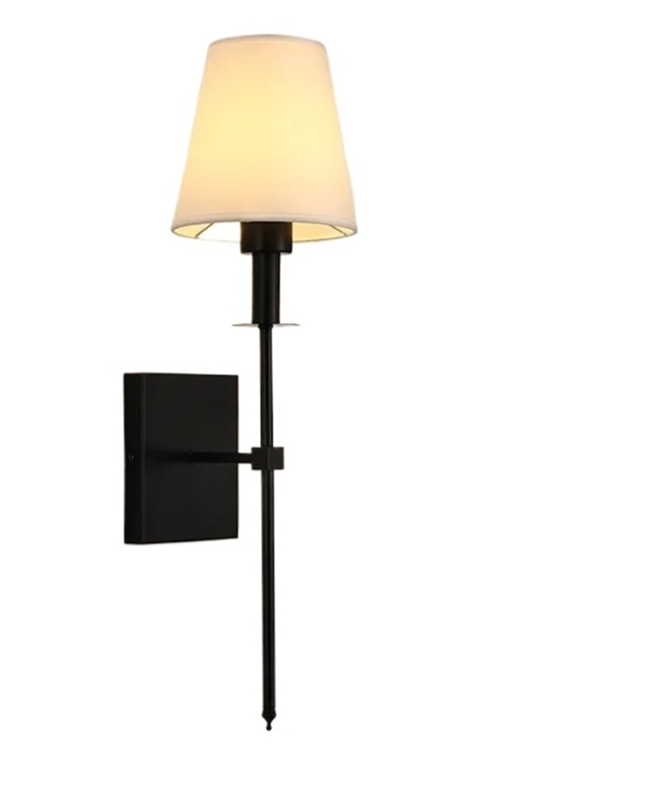 Lámpara de pared LED con pantalla de tela decorativa y estructura negra para pasillo, 2 uds