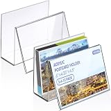 Vicenpal 2 Pcs Clear Acrylic Postcard Holder Business Card Holder Greeting Card Display Clear Business Card Stand Rack for Index Card Organizer Desk Table Home Office School, 6 x 4.25 x 4.5 Inch