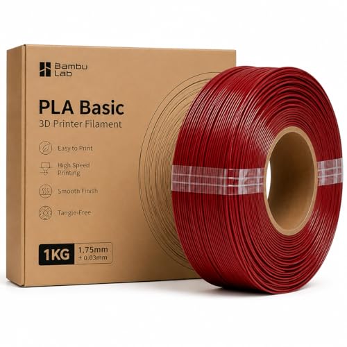 Image of Bambu Lab PLA Filament Matte 3D Printer Filament 1.75mm PLA 1kg High Tenacity - Maroon Red (10205) - Refill