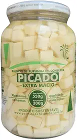 Palmito de Pupunha em Conserva Picado, 550g, Peso Drenado 300g