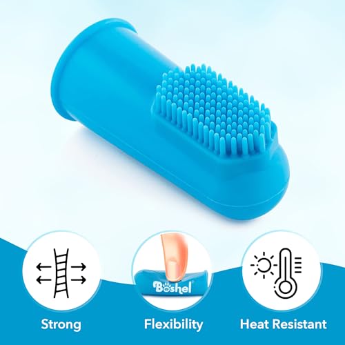 Boshel Finger Toothbrush for Dogs (8 pc) - Deep Teeth Cleaning Dog Tooth Brushing Kit for Finger, Silicone & Nylon Pet Tooth Brush, Best Dog Toothbrush, Large Breed Oral Dental Toothbrushes