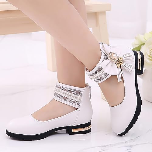 girls black sandal Leather Shoes with Jewelry Tassel Girls Dress Shoes Party School Shoes4