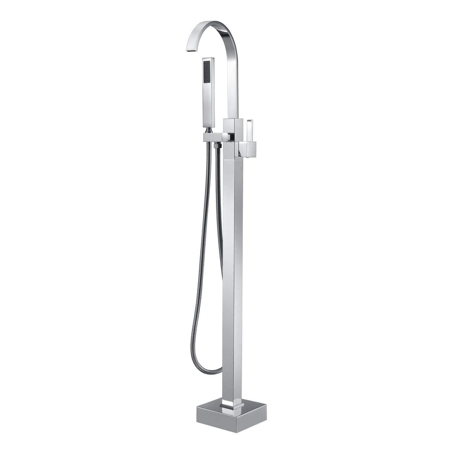 Robinet de baignoire sur pied chromé avec mitigeur douche monotrou