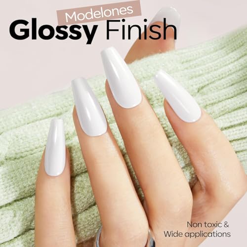 Image of modelones HEMA-Free White Gel Nail Polish 15ml, 28+ Days Long Lasting, UV LED Soak Off, 15ml Summer Nail Art & Suit for French Tip, Glazed Clean Girl